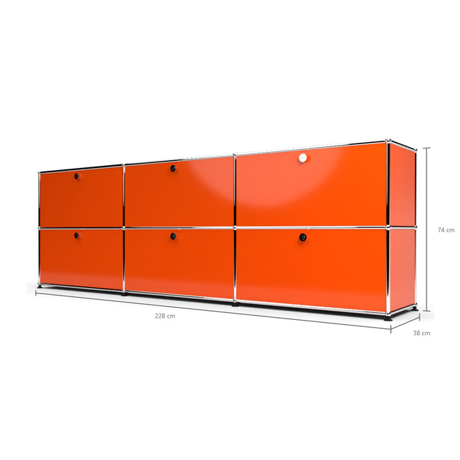 Sideboard 2x3 mit 6 Klapptren, Orange