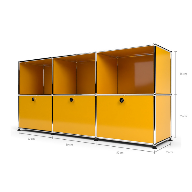 Sideboard 50 2x3 mit 3 Klapptren, Goldgelb