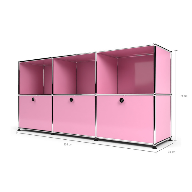 Sideboard 50 2x3 mit 3 Klapptren, Rosa