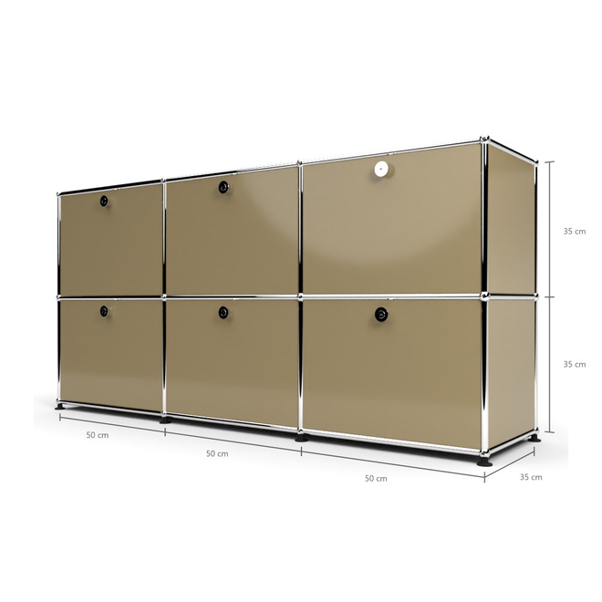 Sideboard 50 2x3 mit 6 Klapptren, Beige