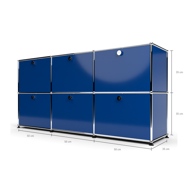 Sideboard 50 2x3 mit 6 Klapptren, Enzianblau