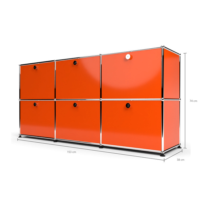 Sideboard 50 2x3 mit 6 Klapptren, Orange