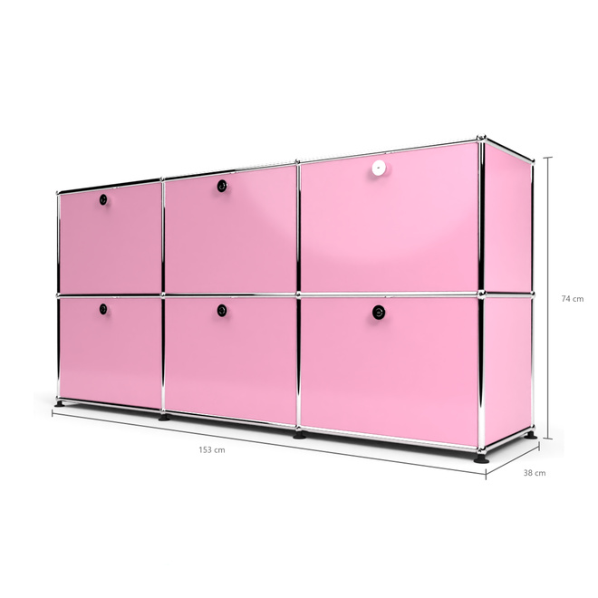 Sideboard 50 2x3 mit 6 Klapptren, Rosa