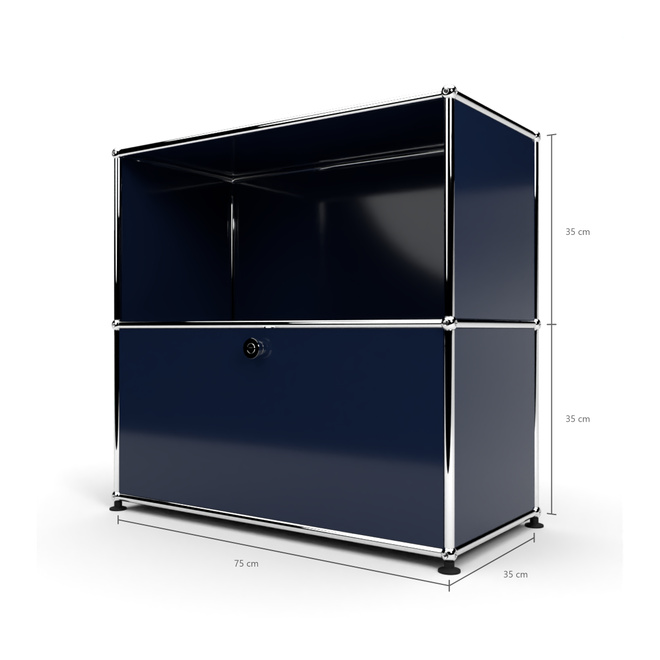 Sideboard 2x1 mit 1 Tr, Stahlblau