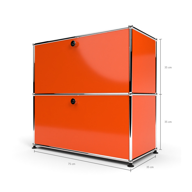 Sideboard 2x1 mit 2 Klapptren, Orange