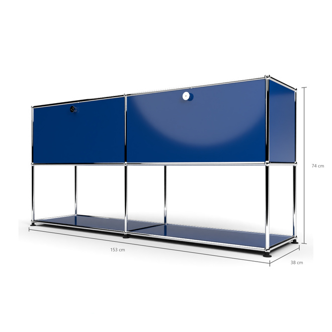 Sideboard 2x2 mit 2 Klapptren, unten offen, Enzianblau