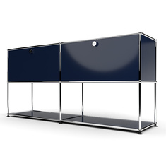Sideboard 2x2 mit 2 Klapptren, unten offen, Stahlblau