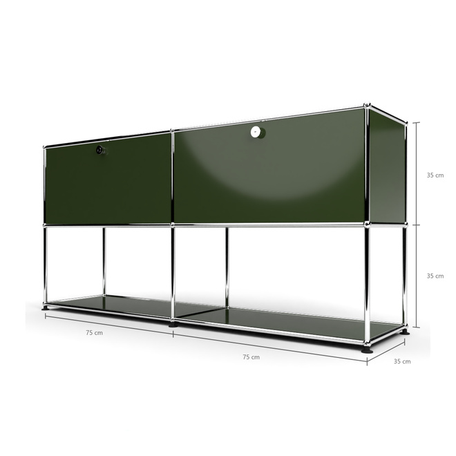 Sideboard 2x2 mit 2 Klapptren, unten offen, Olivgrn