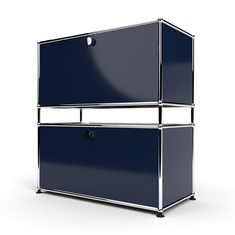 Sideboard 2x1 mit 2 Klapptren, mit Zwischenraum, Stahlblau