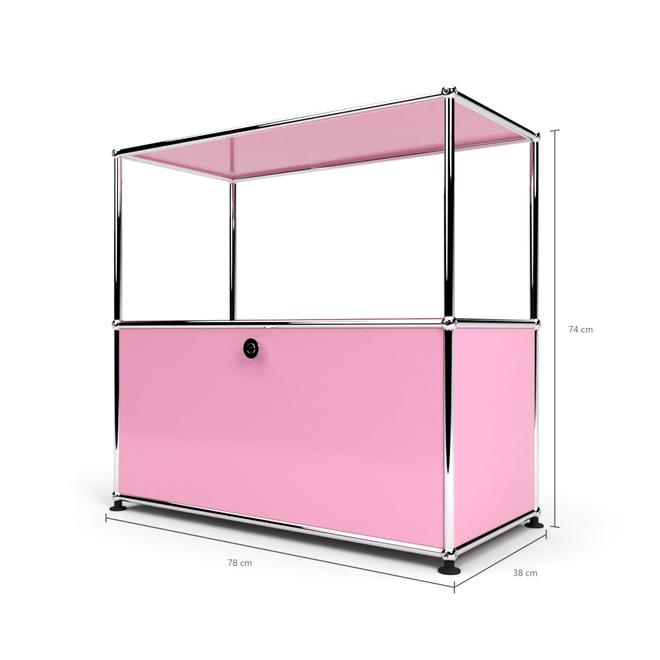 Sideboard 2x1 mit 1 Tr oben offen, Rosa