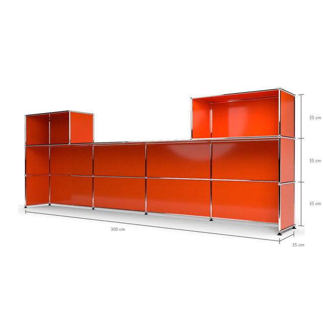 Theke 3x4, mit Lcke, Tiefe 38 cm, Orange