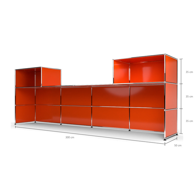 Theke 3x4, mit Lcke, Tiefe 53 cm, Orange