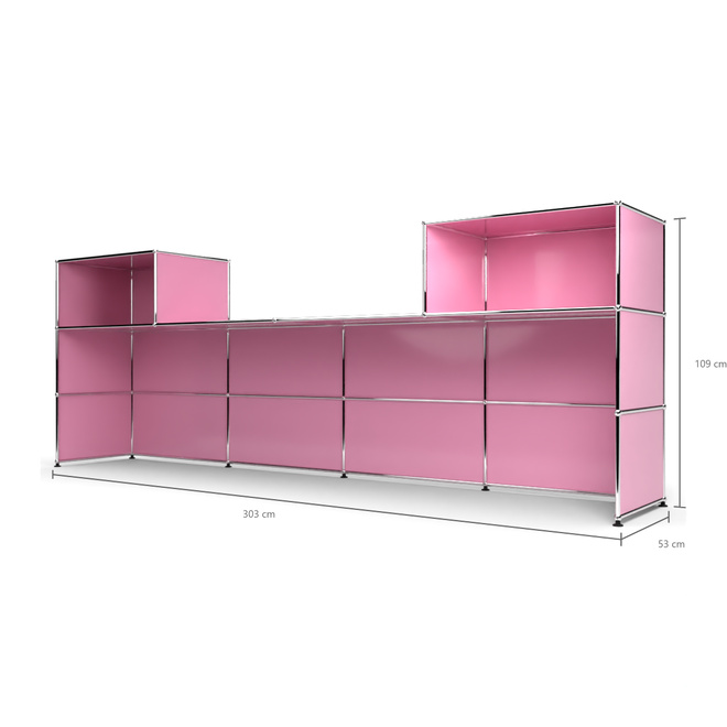 Theke 3x4, mit Lcke, Tiefe 53 cm, Rosa