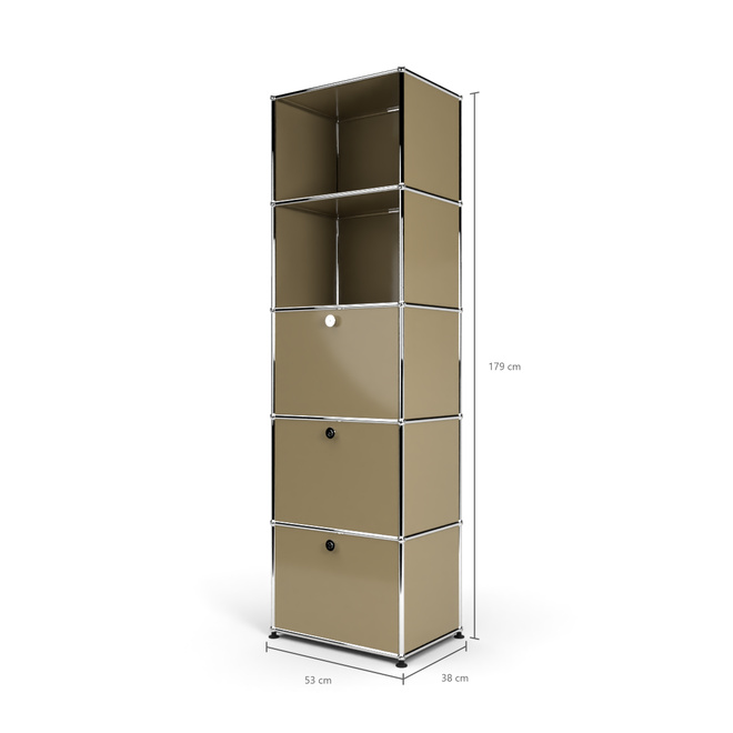 Wandregal 50 5x1 mit 3 Klapptren, Beige