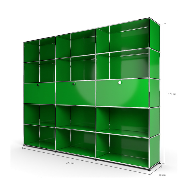 Wandregal 5x3 mit 3 Klapptren Mitte, Grn