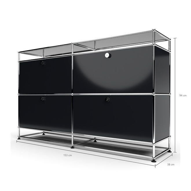 Sideboard 2x2 mit 4 Klapptren, mit Glasablage