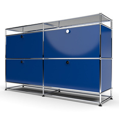 Sideboard 2x2 mit 4 Klapptren, mit Glasablage, Enzianblau