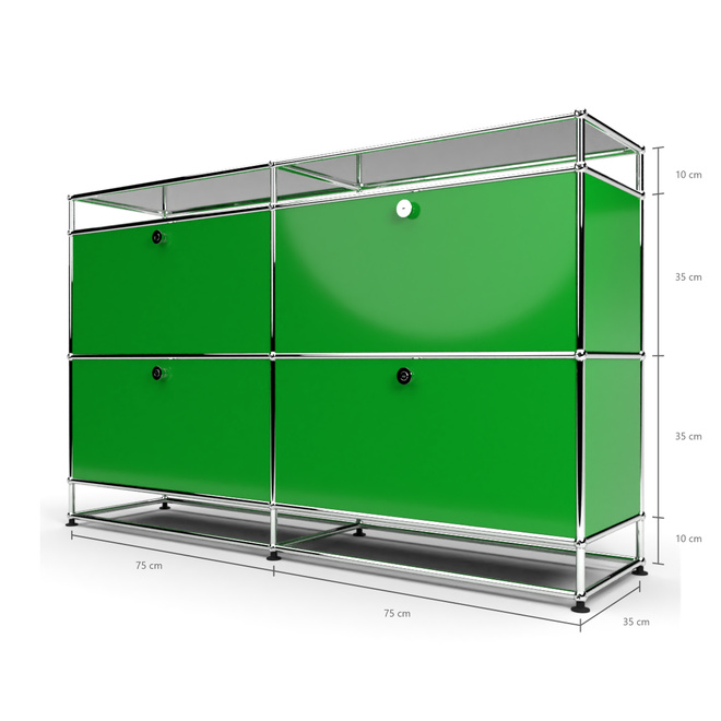 Sideboard 2x2 mit 4 Klapptren, mit Glasablage, Grn