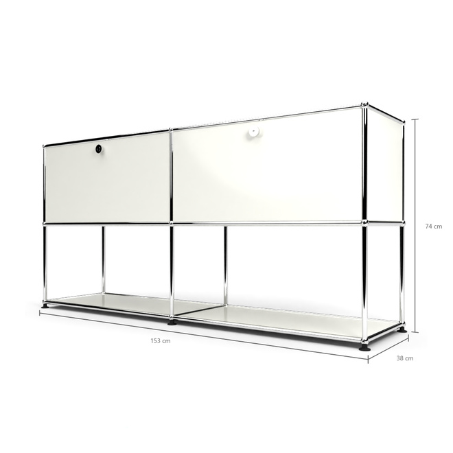 Sideboard 2x2 mit 2 Schubladen, unten offen, Weiss