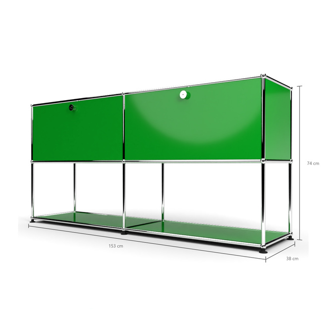 Sideboard 2x2 mit 2 Schubladen, unten offen, Grn