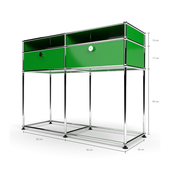 Konsolentisch 2x2 mit 2 Schubladen und schmalem Fach, Grn