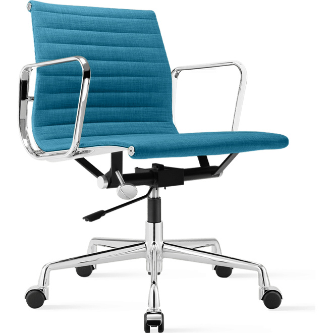 Brostuhl Halbhoher Office Stuhl mit Stoffbezug aus Flachgewebe Wasserblau