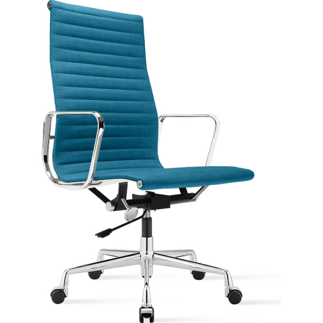 Brostuhl Hoher Office Stuhl mit Stoffbezug aus Flachgewebe Wasserblau