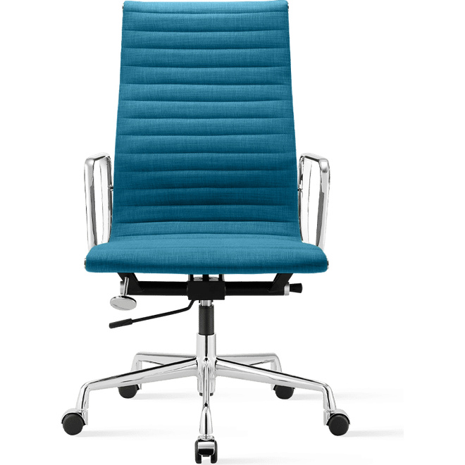 Brostuhl Hoher Office Stuhl mit Stoffbezug aus Flachgewebe Wasserblau